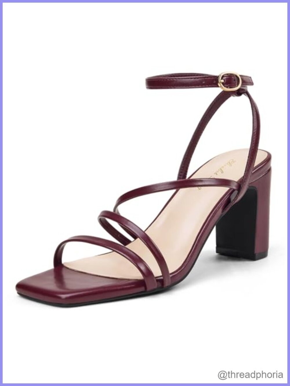 Square Toe Heeled Sandals with Ankle Strap and Chunky Heel